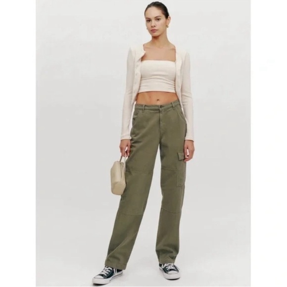 REFORMATION Bailey Utility Pants In Army Green - Picture 1 of 14